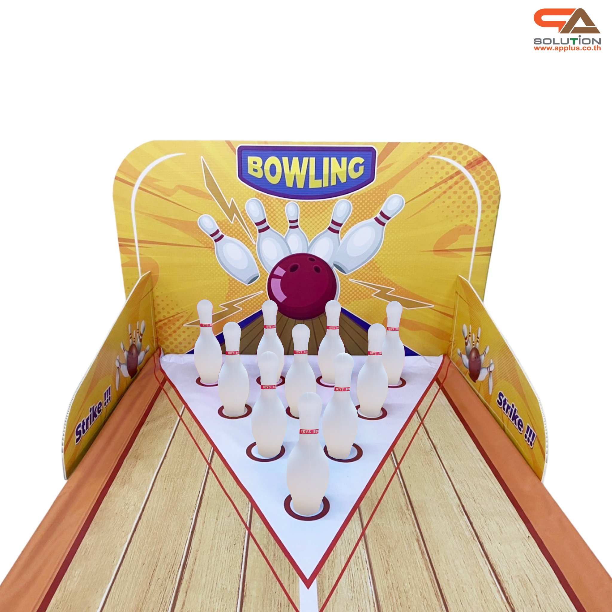 เกมส์โยนโบว์ลิ่งพร้อมไวนิล ขนาดไวนิล (W)120 x (L)400 cm. พร้อมพินโบว์ลิ่ง 10 อันและ ลูกบอล 2 ลูก