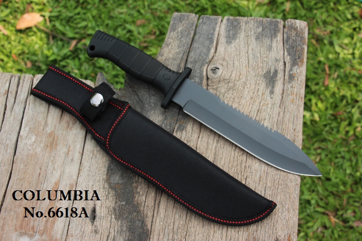 มีดใบตาย COLUMBIA รุ่น 6618A ใบมีดรมดำ พร้อมซองไนลอน