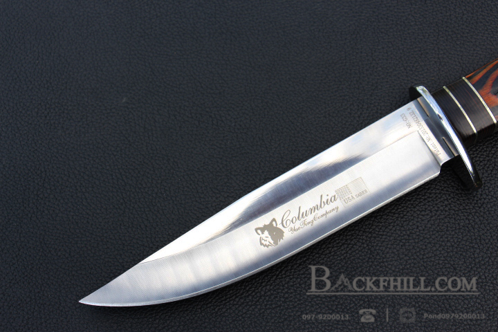 มีดใบตาย COLUMBIA รุ่น G33 ใบมีดทรงโบวี่ ด้ามจับลายไม้คลาสสิค ไม้เนื้อแข็งอย่างดี พร้อมซองไนลอน