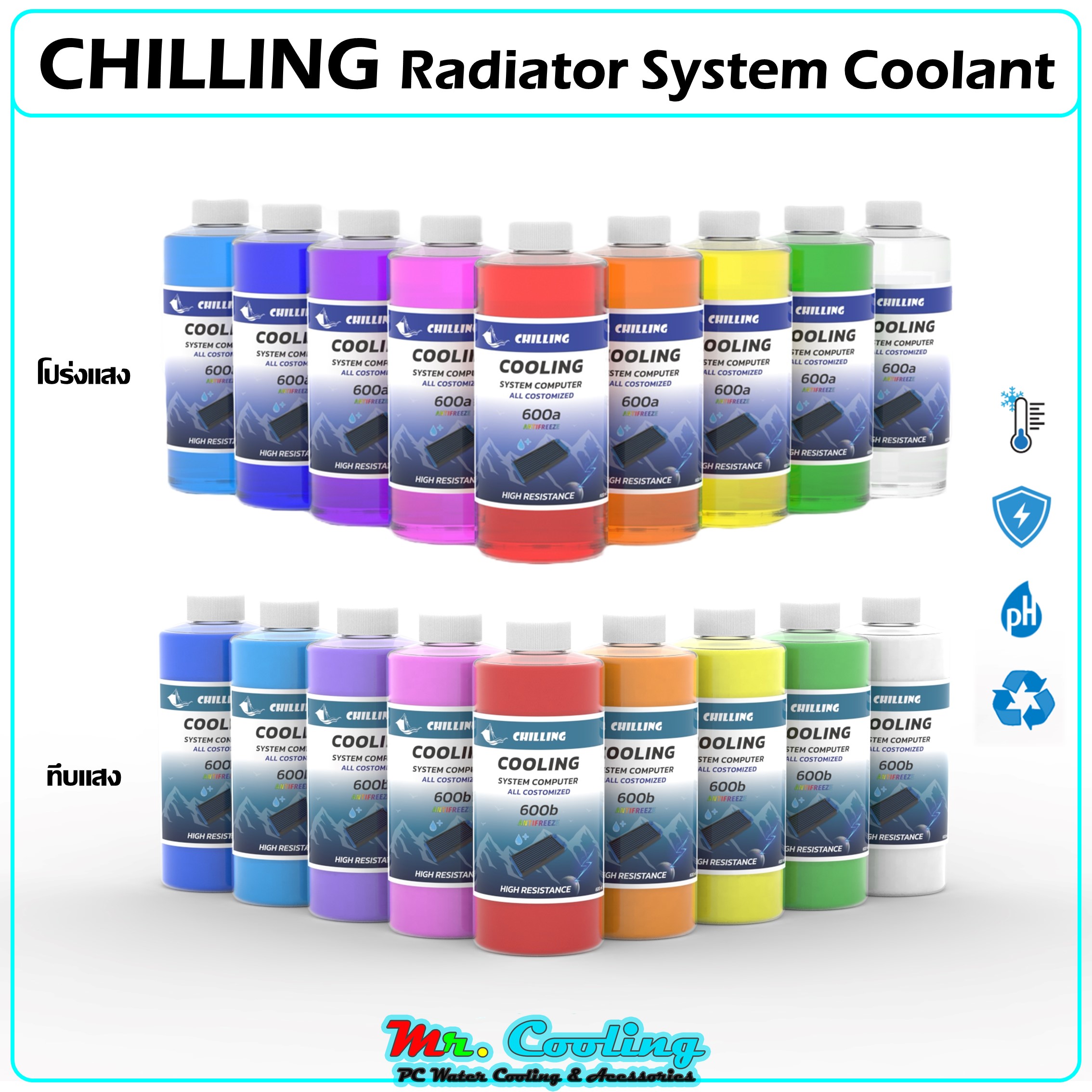 น้ำหล่อเย็น CHILLING Coolant 600ml สำหรับชุดน้ำคอมพิวเตอร์ และระบบหล่อเย็นอื่นๆ