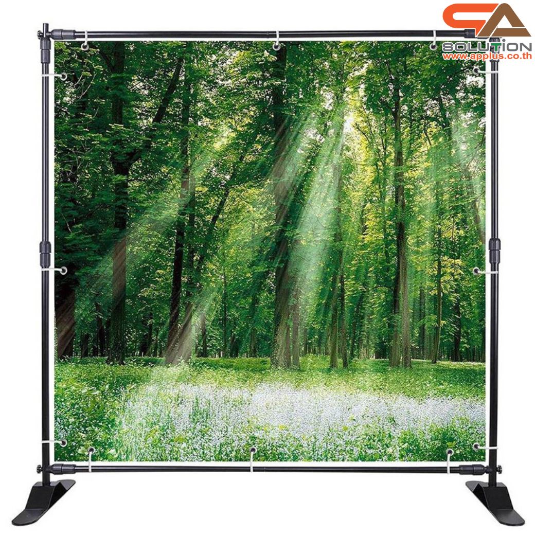 เช่าขาตั้งป้ายไวนิล ฉาก ขนาด W(80-300) x H(140-240) ซม.(ปรับขนาดได้) โครงเหล็กแข็งแรง ถอดประกอบได้ เคลื่อนย้ายสะดวก
