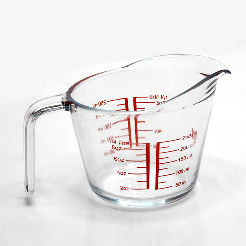250 ML.Tempered glass measuring jug