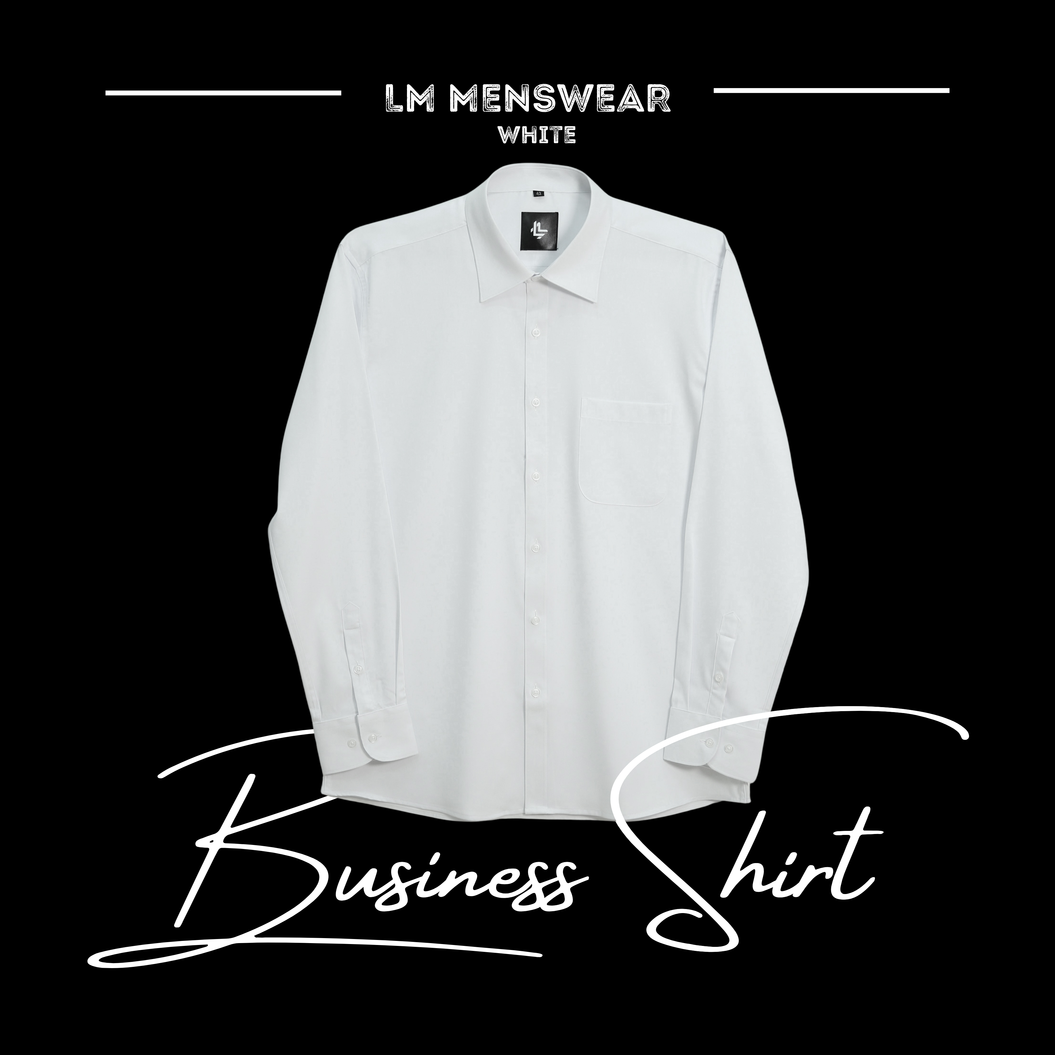Business Shirt เสื้อเชิ้ต รุ่นบิสเนส โทนสีขาว ปก Semi-Spread Collar ทางการ เหมาะสำหรับใส่เน็คไทด์