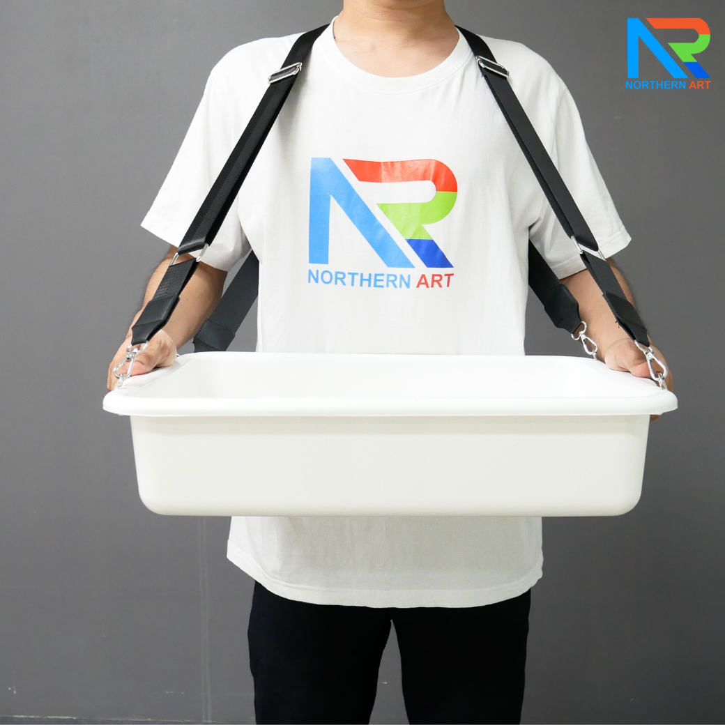 SAMPLING MOBILE TRAY ถาดแจกเคลื่อนที่ ขนาด (W)52 x (D)38 x (H)11 cm. ถาดพลาสติกสีขาวพร้อมสายคล้อง