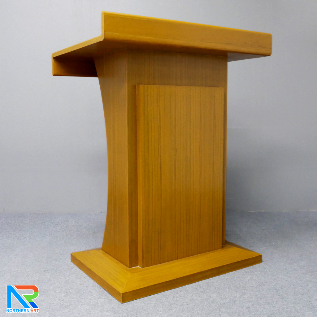 โพเดียมไม้ ยืนคู่ TOP ตรง สีสัก ขนาด (W)90 x (L)55 x (H)112 cm.