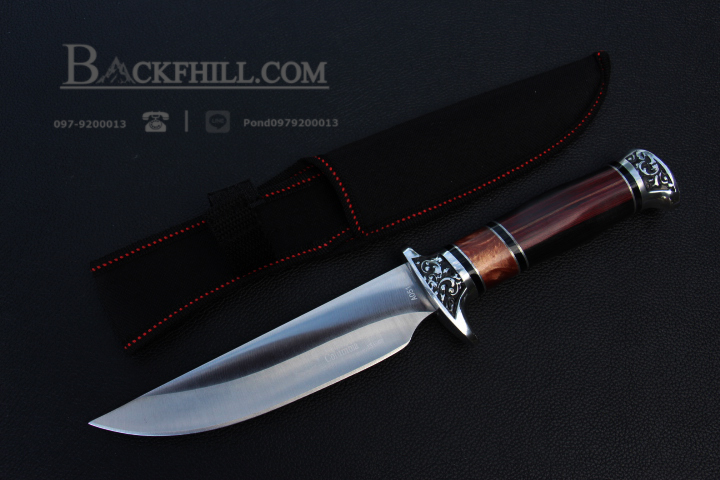 มีดใบตาย COLUMBIA รุ่นA051-4 มีดทรงโรมัน ด้ามจับ ลายคลาสสิค ไม้อย่างดี พร้อมซองไนลอน