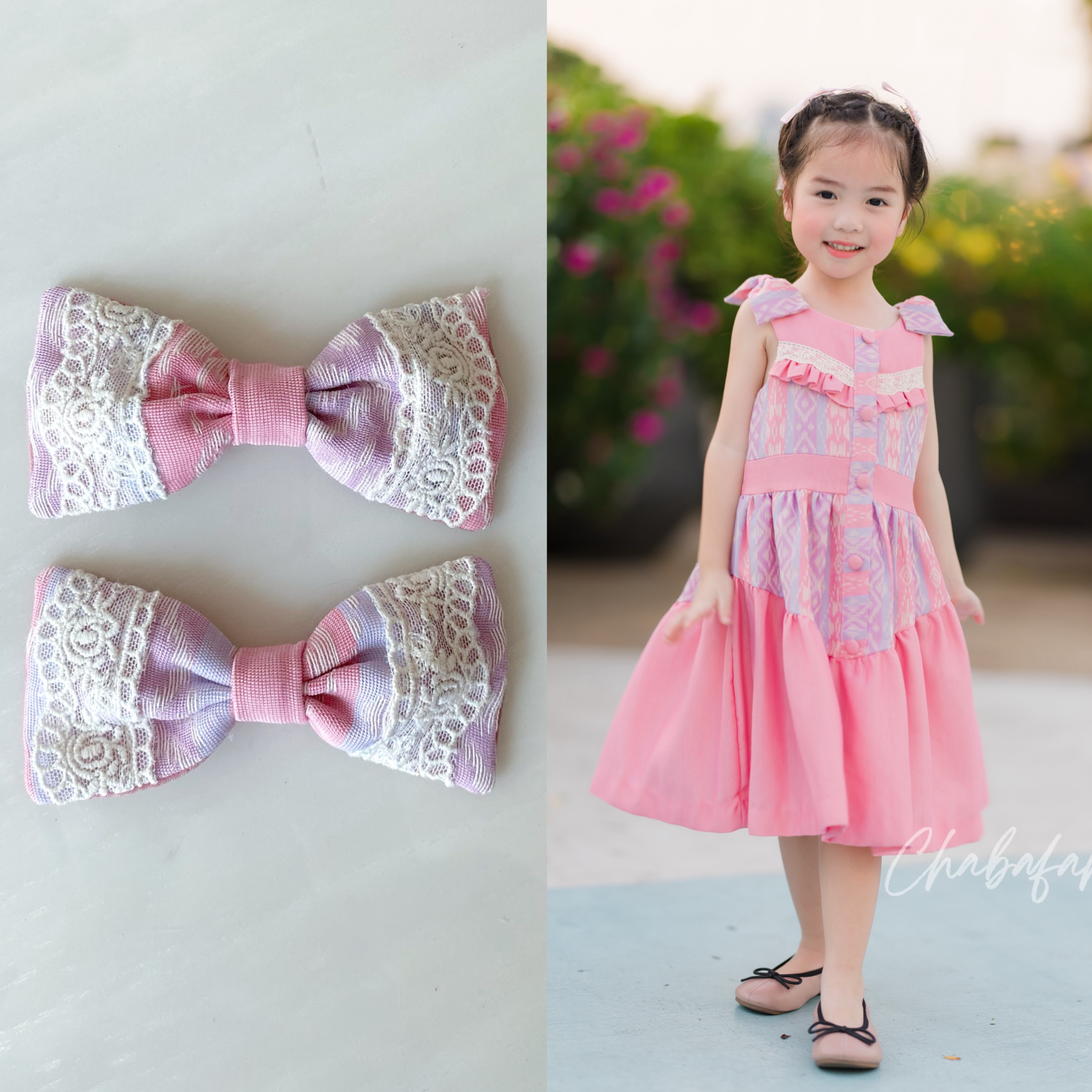 (ขายเป็นคู่) กิ๊ฟติดผมผ้าไทย แบรนด์ Chabafah