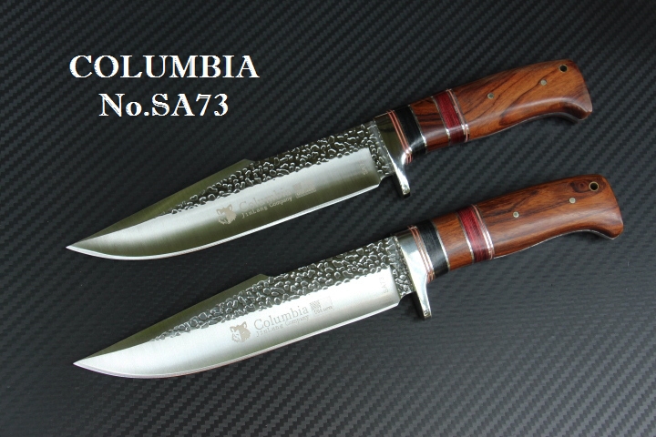 มีด COLUMBIA รุ่น SA73 ใบตอกลายขรุขระ ด้ามไม้แท้อย่างดี พร้อมซองไนลอน