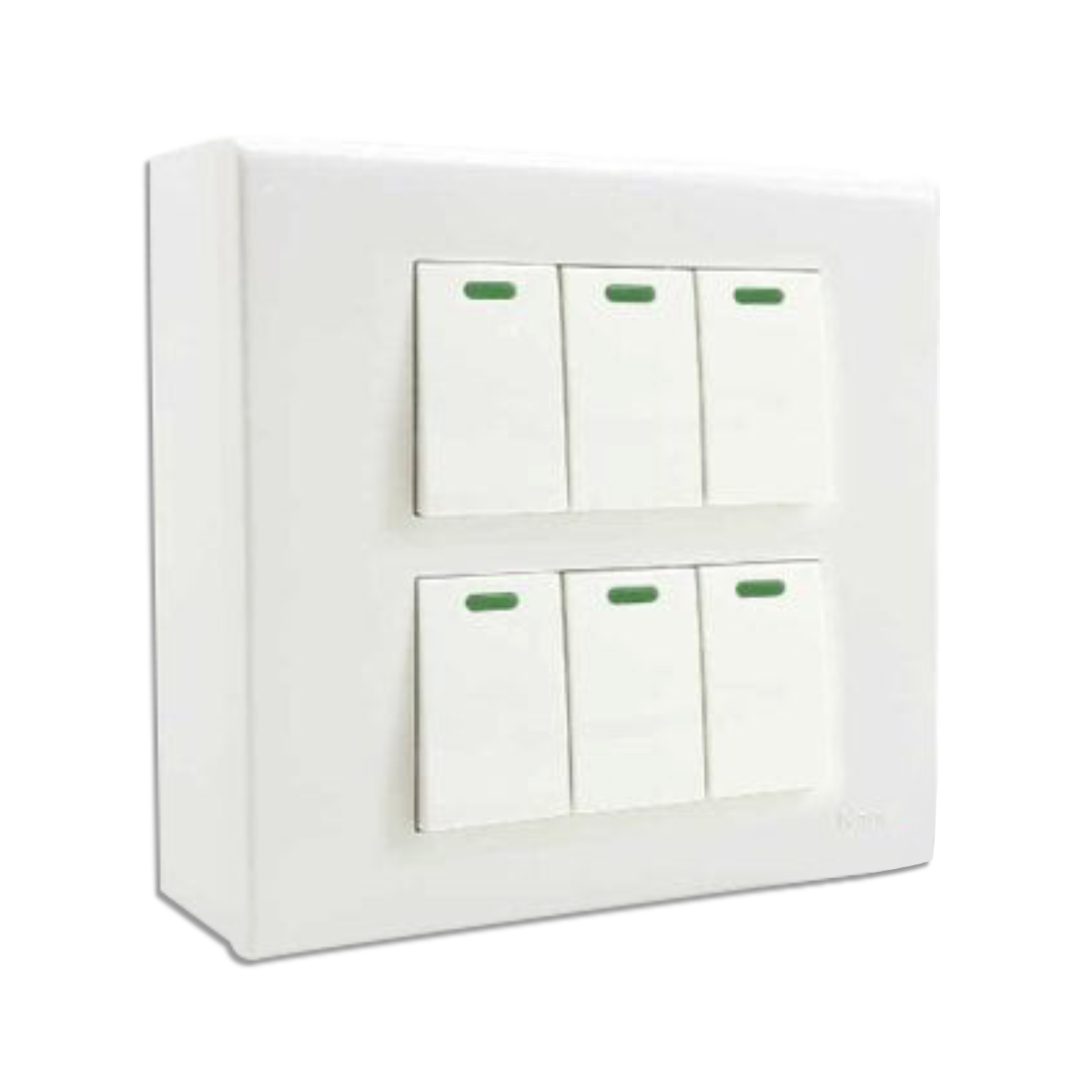 NANO ชุดฝา 6 ช่อง 6 สวิตช์ และบล็อกลอยขนาด 4*4 นิ้ว Classic Series สีขาว รุ่น CS111111-BW (12 ชิ้น/กล่อง)