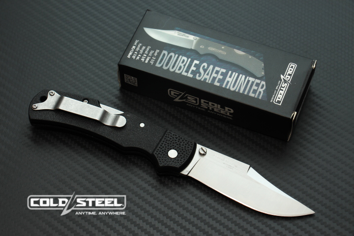 มีดพับนายพราน cold steel รุ่น DOUBLE SAFE HUNTER ใบมีด 8cr13 Mov ทรงโบวี ( AAA ) ด้ามดำ