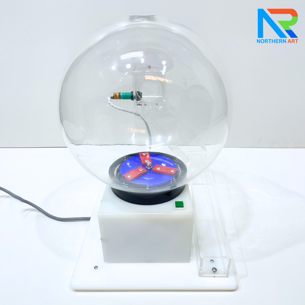 เกมส์จับฉลากไฟฟ้าทรงกลม ตั้งโต๊ะ ขนาด (W)35 X (L)30 X (H)45 cm. ตัวเกมส์หมุนเองอัตโนมัติ พร้อมระบบเซ็นเซอร์จับลูกบอล