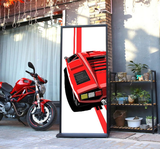 ป้ายตั้งพื้น ฐานเหลี่ยม สีดำ ขนาด (W)100 x (H) 200 cm. โชว์งานพิมพ์ 2 ด้าน ถอดประกอบได้ เคลื่อนย้ายสะดวก