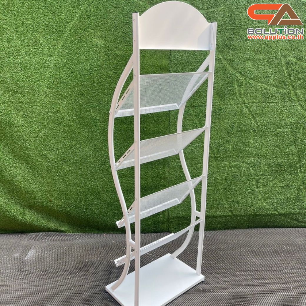 ชั้นวางโบรชัวร์เหล็ก 4 ชั้น สีขาว ขนาด (W)49.5 x (D)31 x (H)150 cm. ถอดประกอบได้
