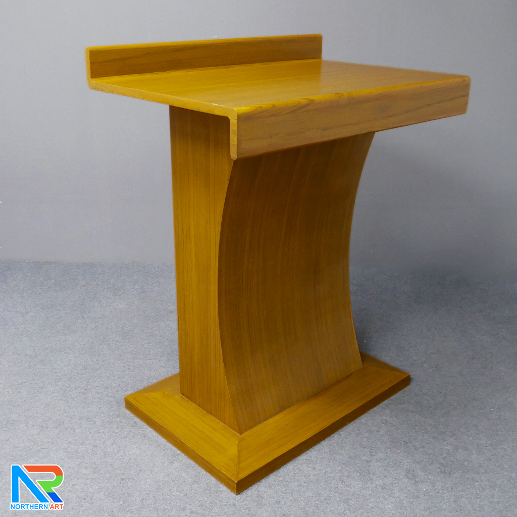 โพเดียมไม้ ยืนคู่ TOP ตรง สีสัก ขนาด (W)90 x (L)55 x (H)112 cm.