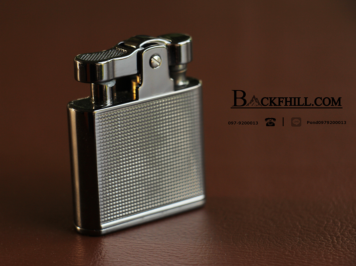 ไฟแชคทองเหลืองแท้ Honest Promise Luxury Lighter สีเงินรมดำ ลายเข็มทิศคลาสสิค ของแท้ 100%