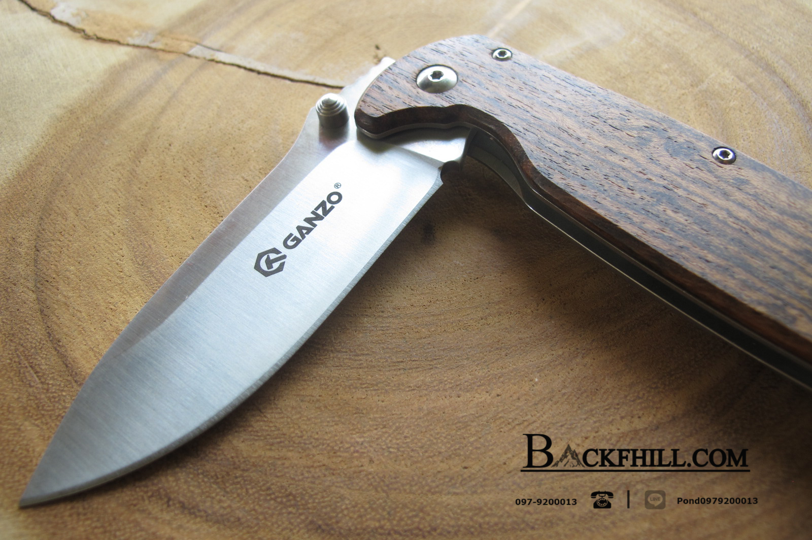 มีด Ganzo G742-1-WD1-ด้ามจับลายไม้ convenient folding knife.