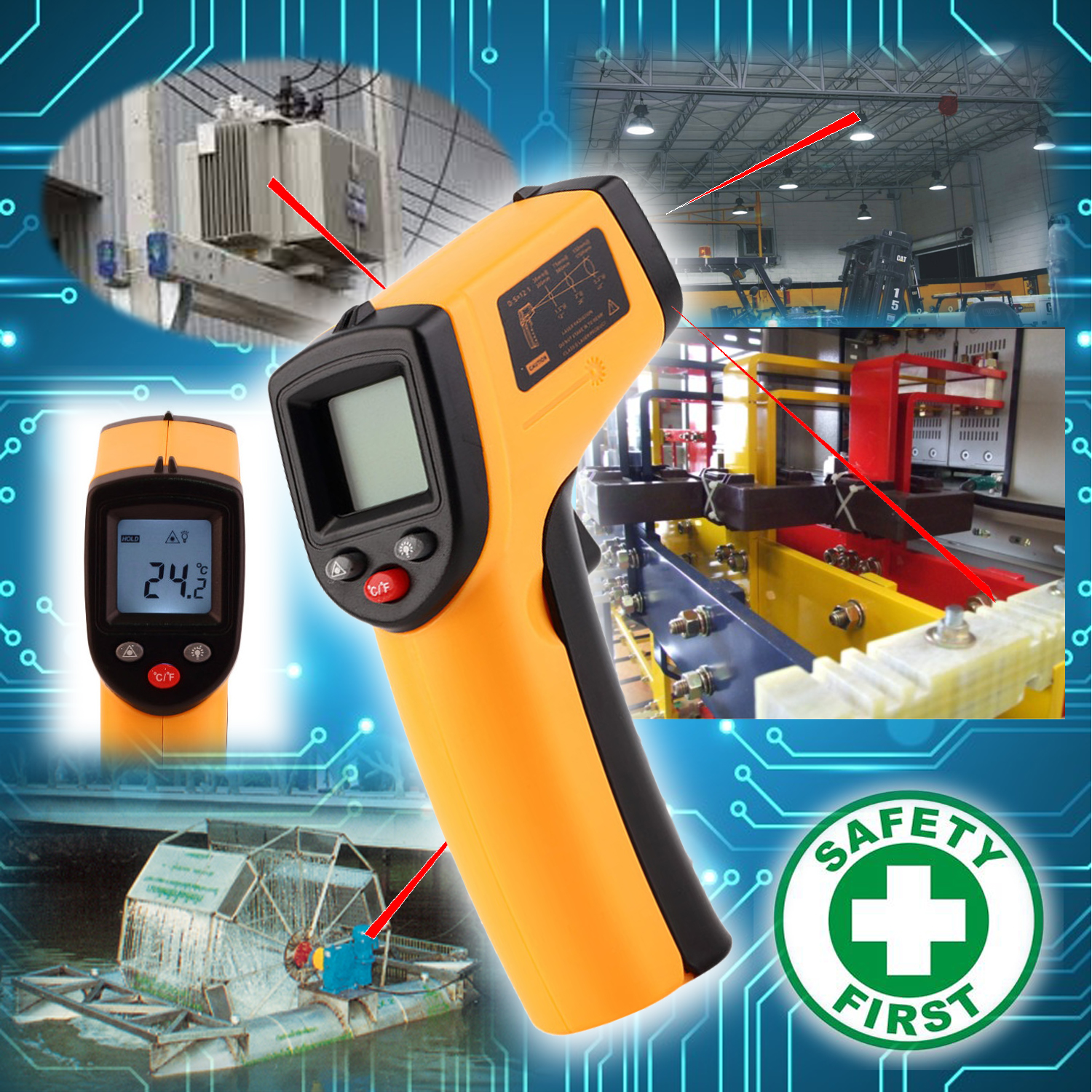 เครื่องวัดอุณหภูมิแบบปืนเลเซอร์ รุ่น GM320 พกพาสะดวก ใช้งานง่าย ราคาถูก