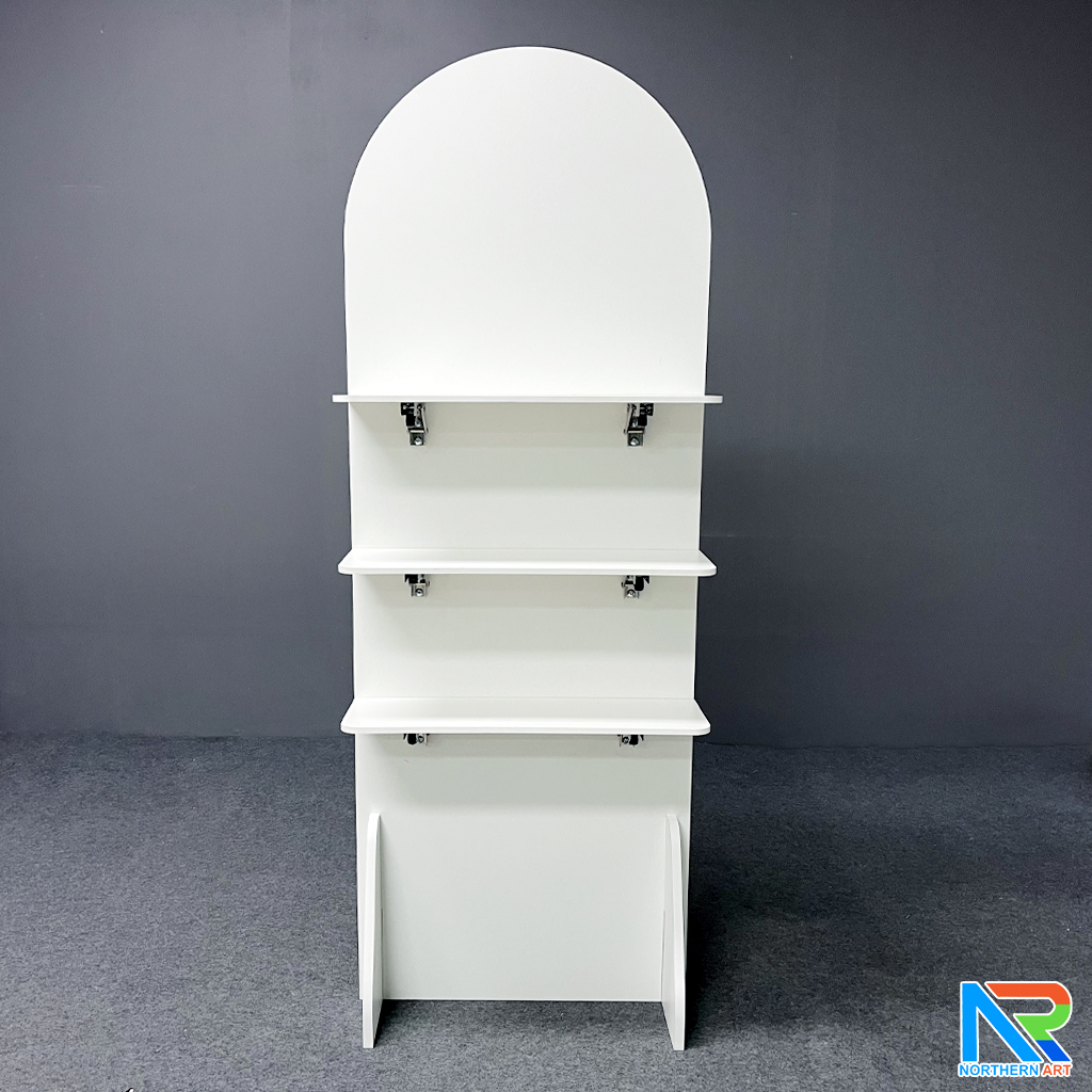 ชั้นวางสแตนดี้ไม้ MDF ปิดผิวเมลามีน แบบพับขั้นวางได้