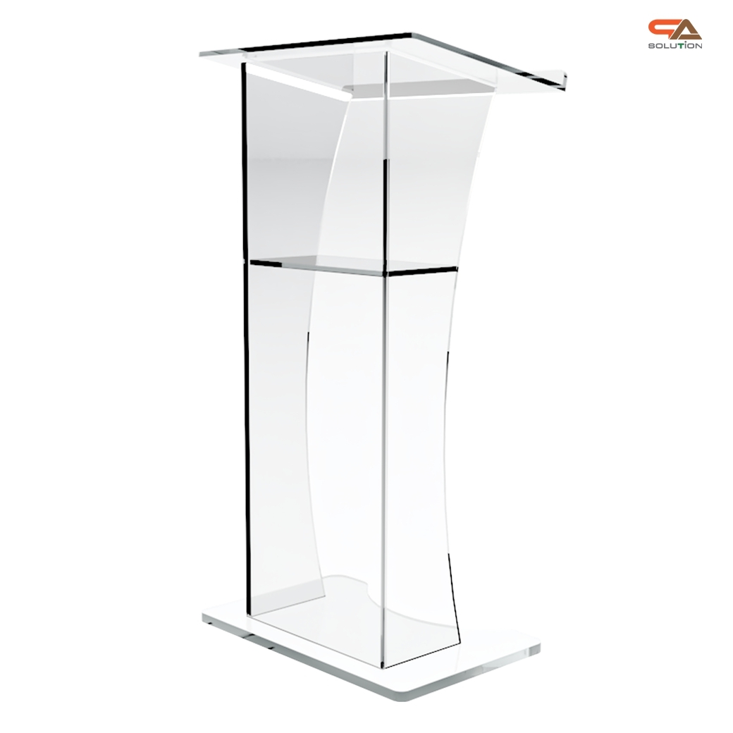 โพเดียม อะคริลิคใส AC-05 ขนาด (W)60 x (L)40 x (H)115 cm. TOP เอียงพร้อมกันตก วัสดุอะคริลิคใส หนา 10-20 มม.