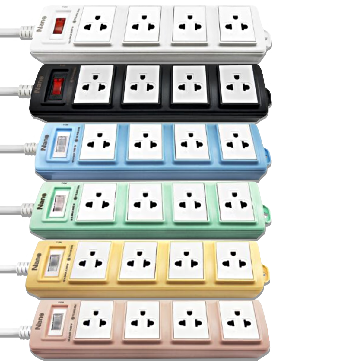 NANO ปลั๊กพ่วง 4 เต้ารับ + 1 เมนสวิตช์ 10A Nano Lite