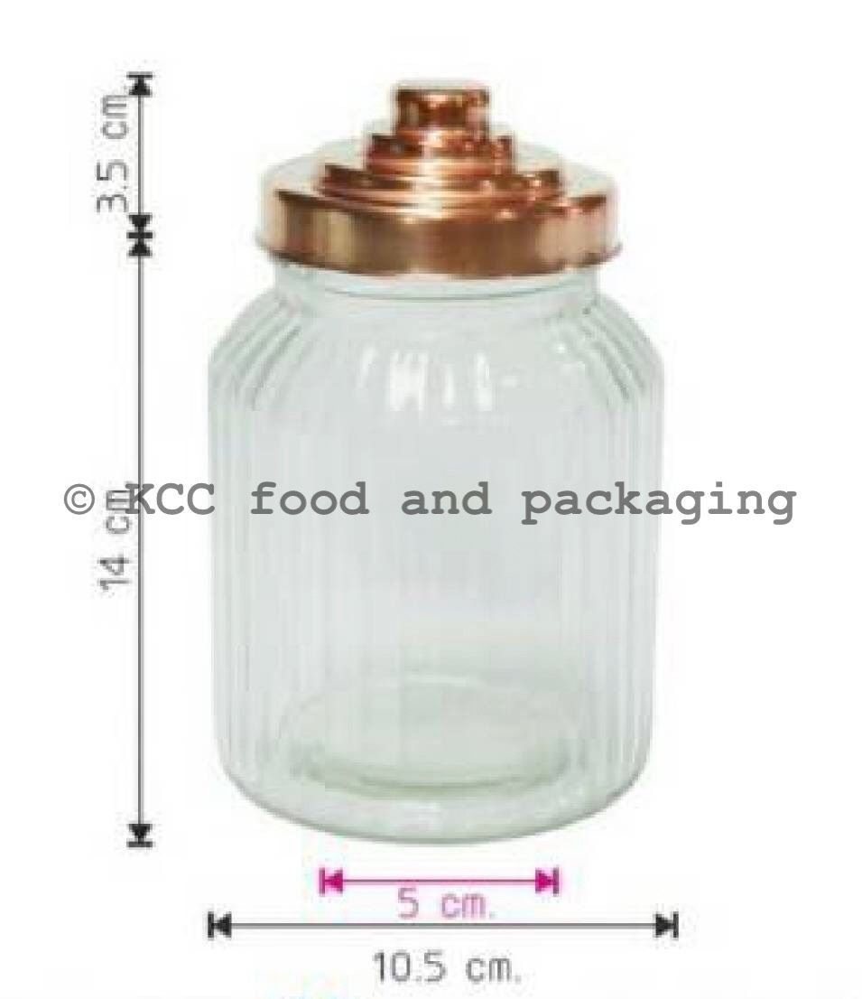 RSC-1050 โหลแก้วรื้ว ฝาสแตนเลศ สีคอปเปอร์ (1000ml.)
