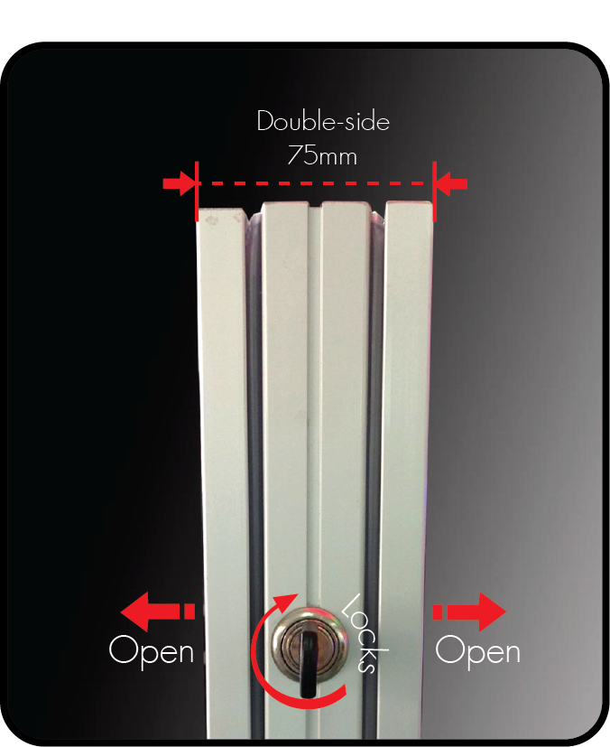 ตู้ไฟตั้งพื้น LED 2 หน้า มีล้อ ขนาด (W) 60 X (H) 155 ซม. รุ่น OUTDOOR (มีกุญแจล็อค) เหมาะกับภายนอกอาคาร