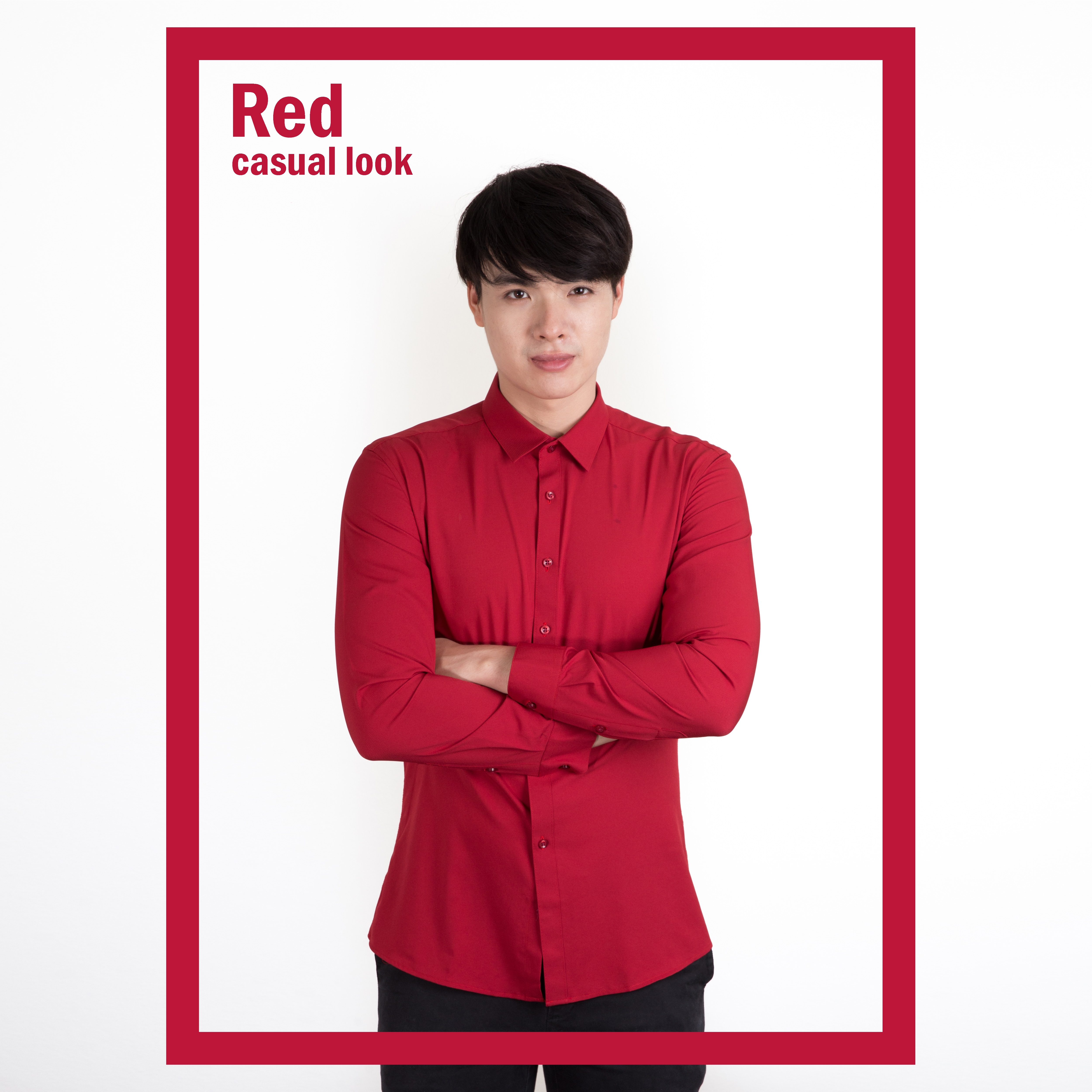 เสื้อเชิ้ตสีแดง Red Shirt (Standard Collar)