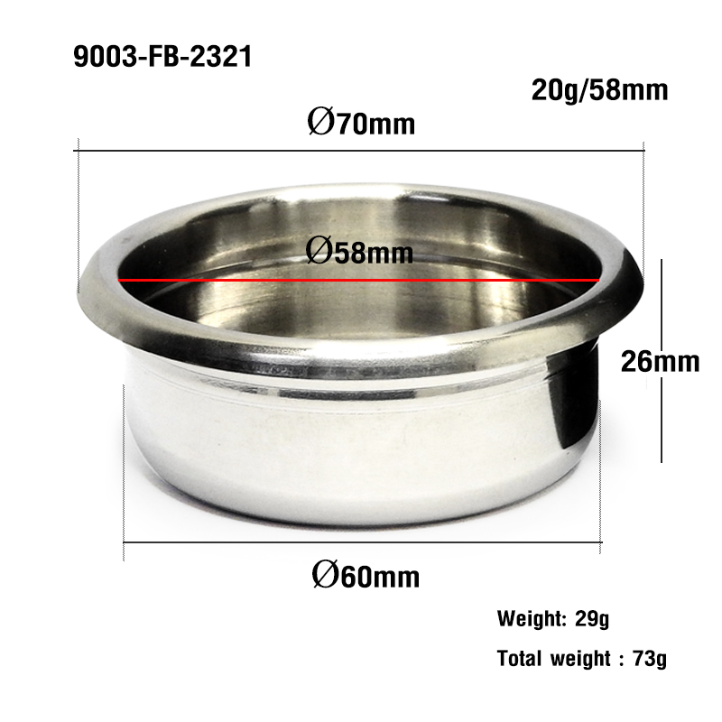 MUVNA Liquid Mobius Wall Filter Basket 20 g Size 58mm