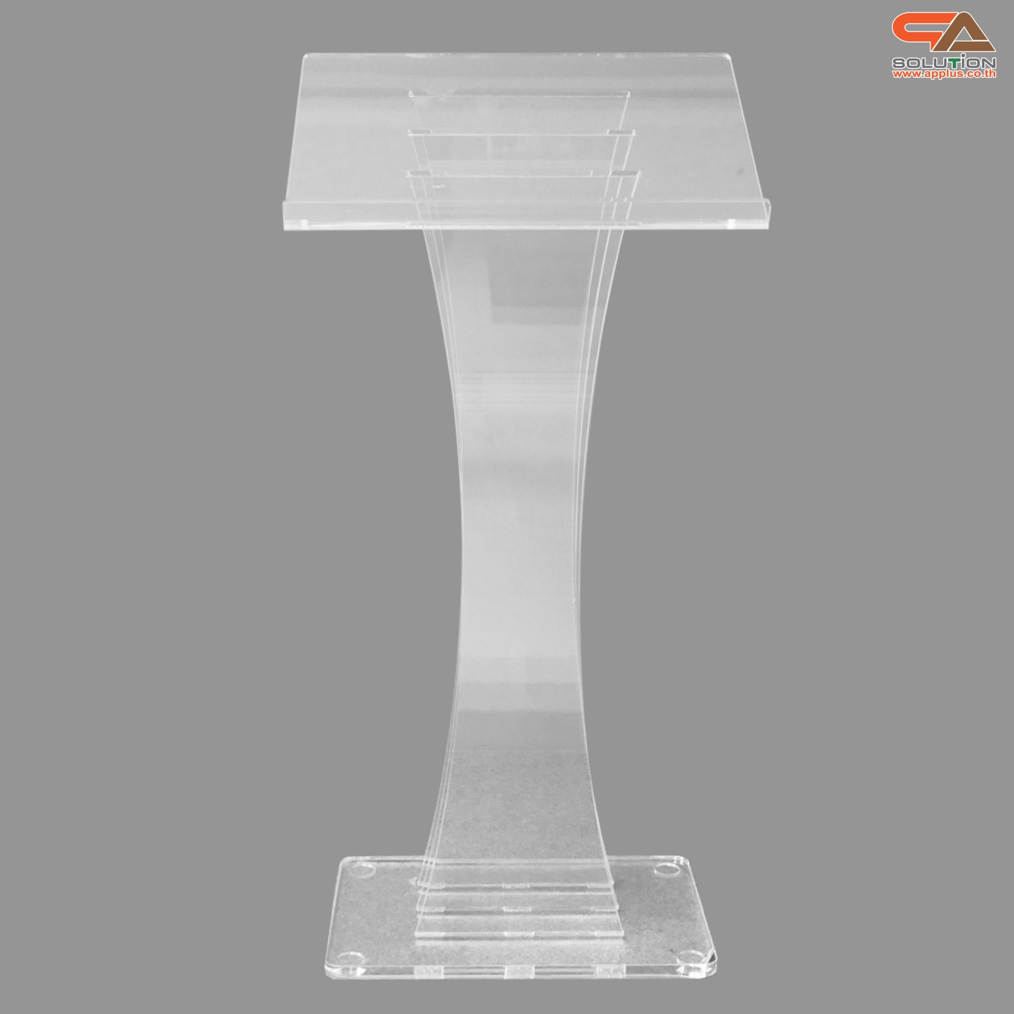 โพเดียม อะคริลิคใส AC-02 ขนาด(W)60 x (L)40 x (H)123 cm. TOP เอียงพร้อมกันตก วัสดุอะคริลิคใส หนา 10-20 มม.