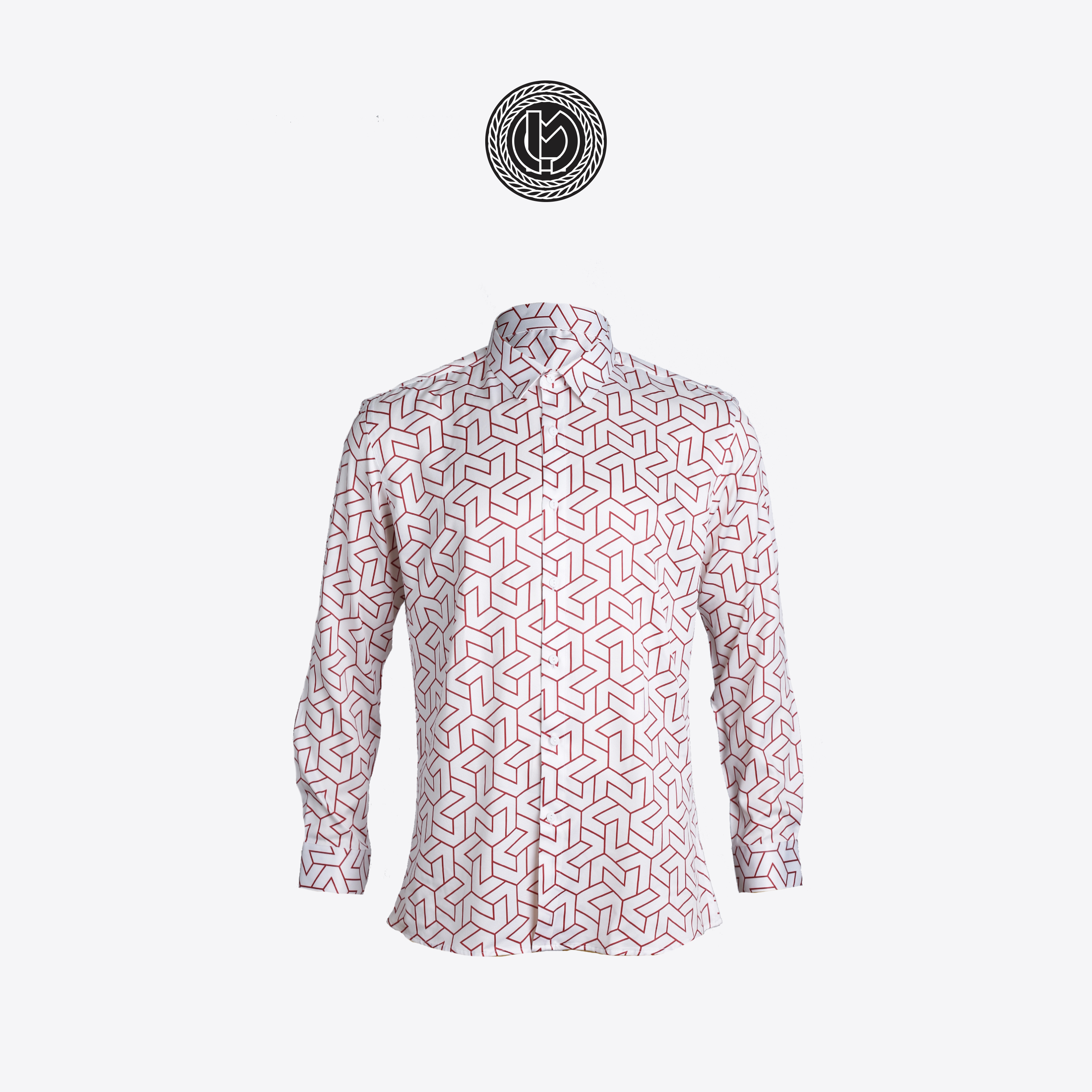 LM White Red Patterned Shirt