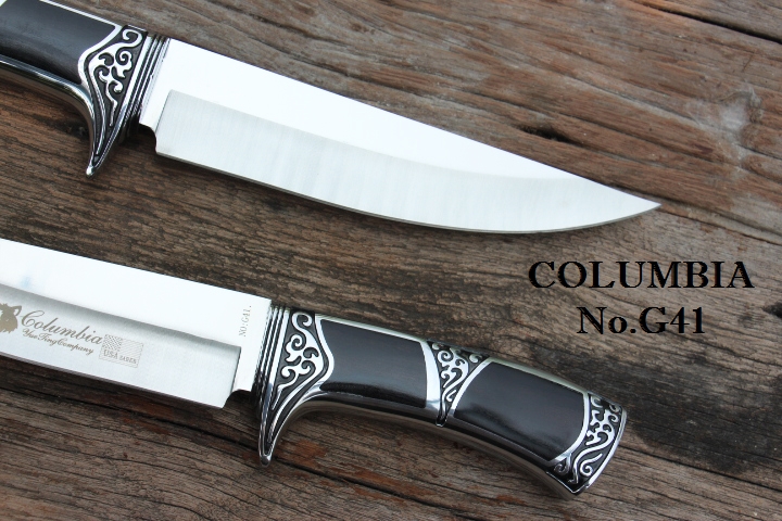 มีดใบตาย COLUMBIA รุ่น G41 ด้ามจับ ลายคลาสสิค ไม้เนื้อดำอย่างดี พร้อมซองไนลอน