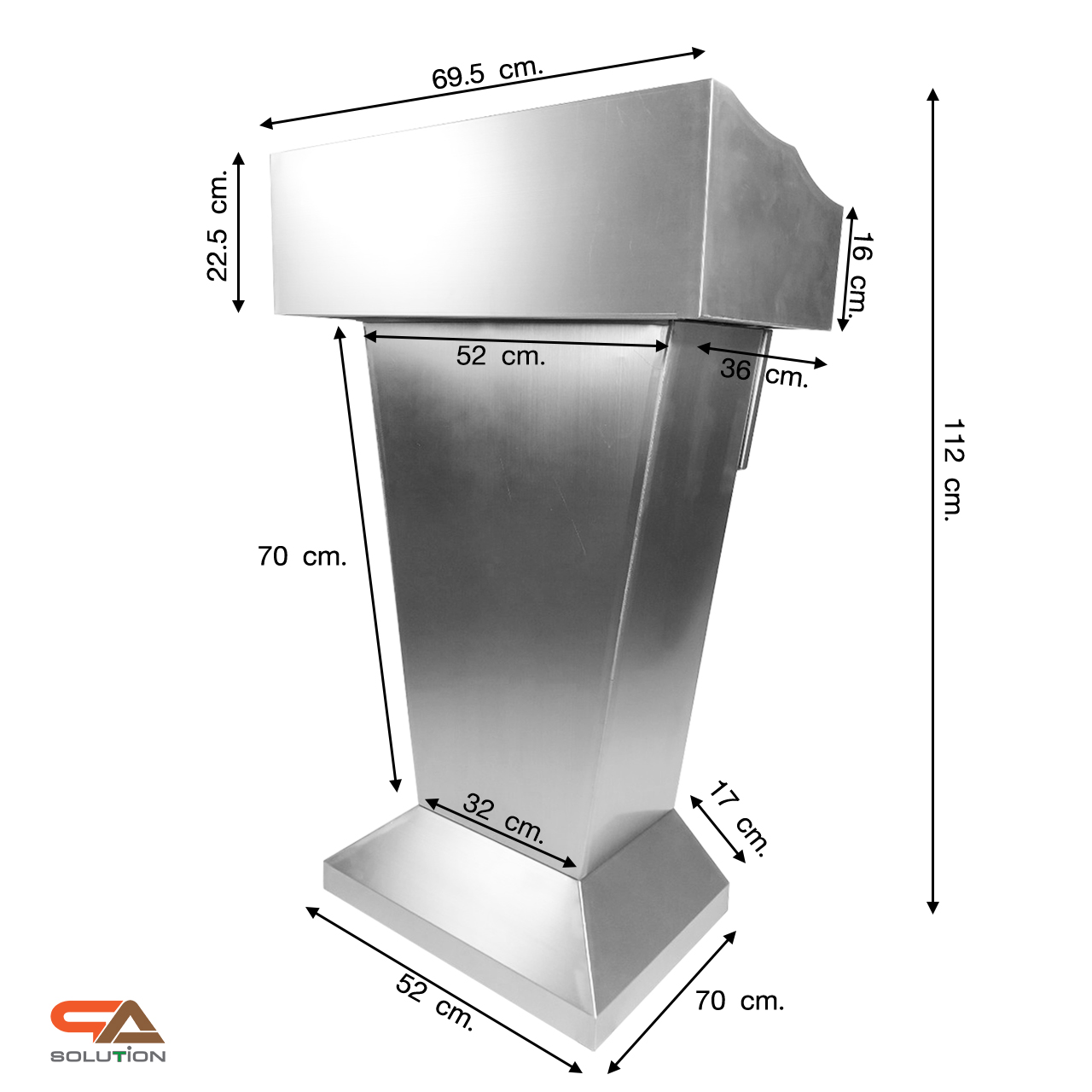CLEARANCE SALE!โพเดียมสแตนเลส เกรด304 พร้อมลิ้นชัก ไม่เป็นสนิม ขนาด (W) 69.5 x (L) 36 ซม. สูง 112 ซม.