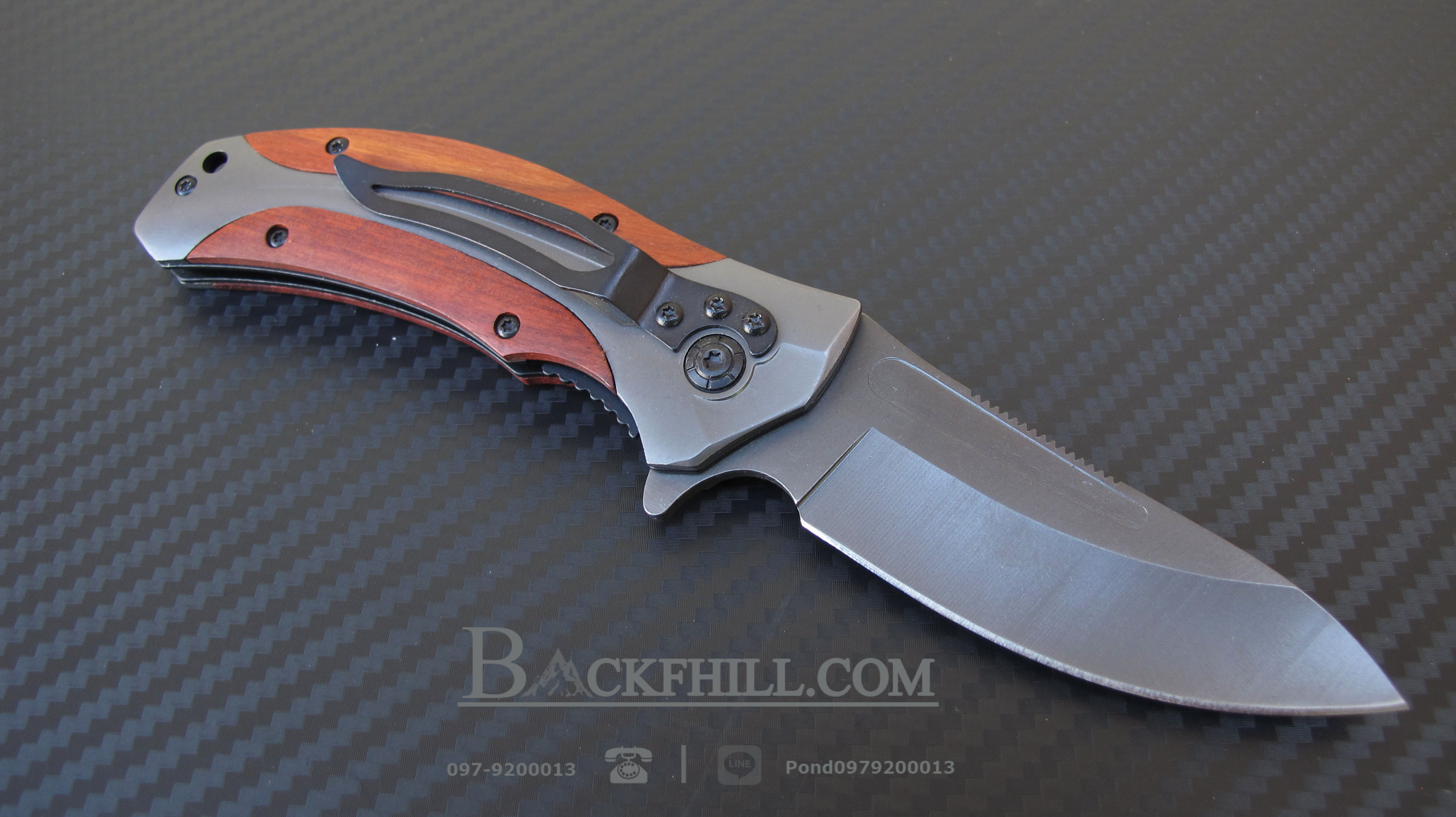 มีดพับ BROWNING Stainless Steel รุ่น 353 ด้ามไม้ มีด OME เกรดดี จากค่ายเขากวาง