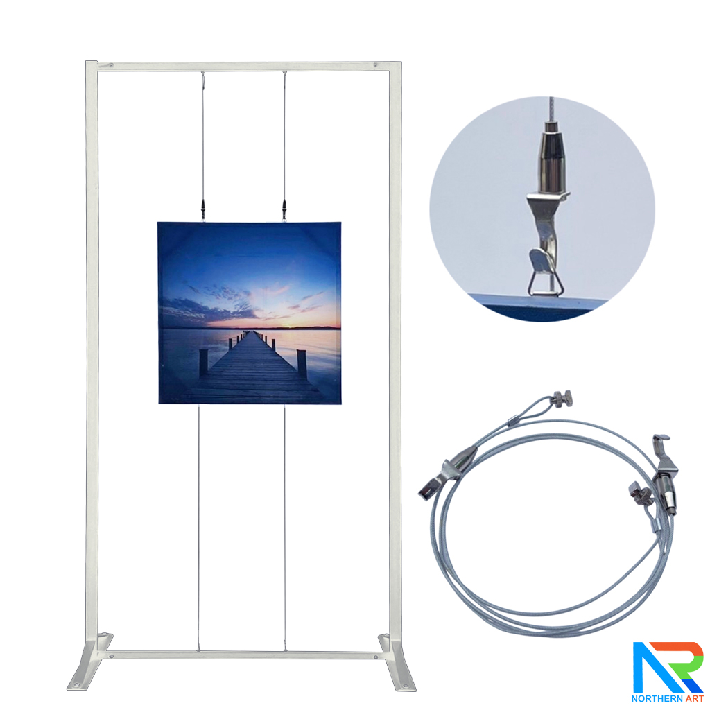 เช่าบอร์ดนิทรรศการ พร้อมชุดสลิง 2 ขอ รุ่น SINGLE SIDED ขนาด(W)100 x (W)200 cm. สามารถแขวนภาพได้ 1 ด้าน บน-ล่าง