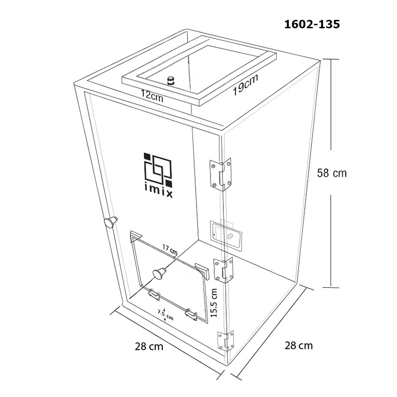 กล่องเก็บเสียง IMIX ฝาเปิดด้านบน-ฝาสไลด์เปิด 28x28x58cm.