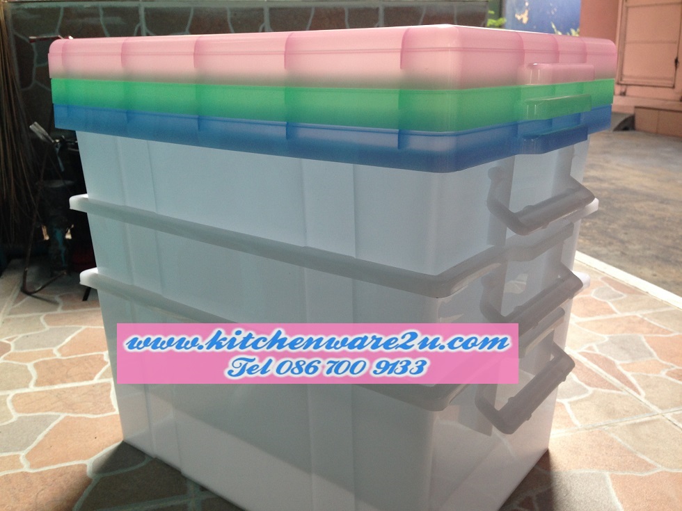 P00916 กล่องเอนกประสงค์ หูล๊อค (29.5*40*24 ซม.) ความจุ 21 ลิตร No.1404 (ราคาส่งต่อ 12 ใบ:เฉลี่ย 160 บต่อใบ)