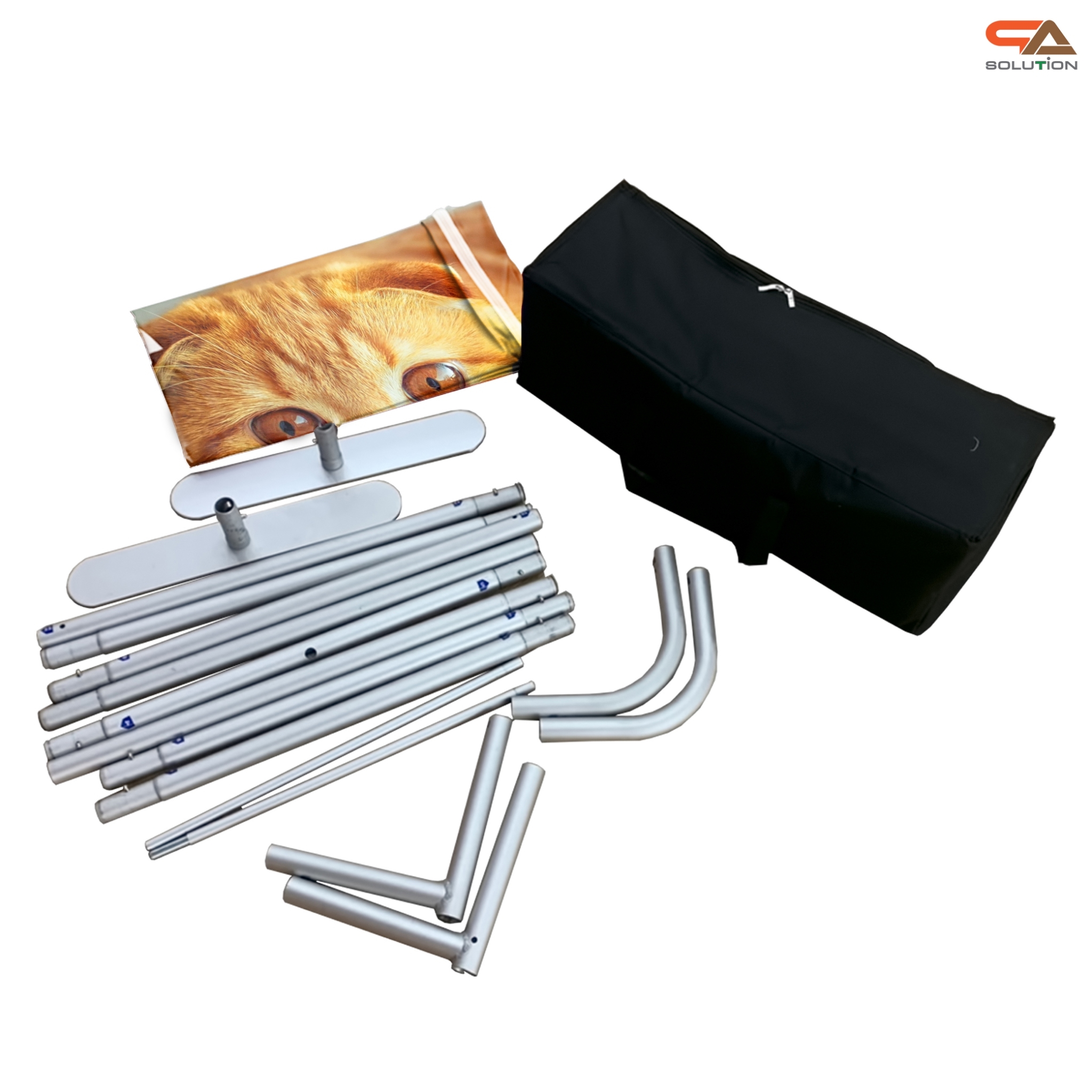 แบคดรอปผ้า รุ่นB series ขนาด (W)150 cm. x (H)228 – 324.6 cm. โครงอะลูมิเนียม ถอดประกอบได้ พร้อมกระเป๋าใส่อุปกรณ์