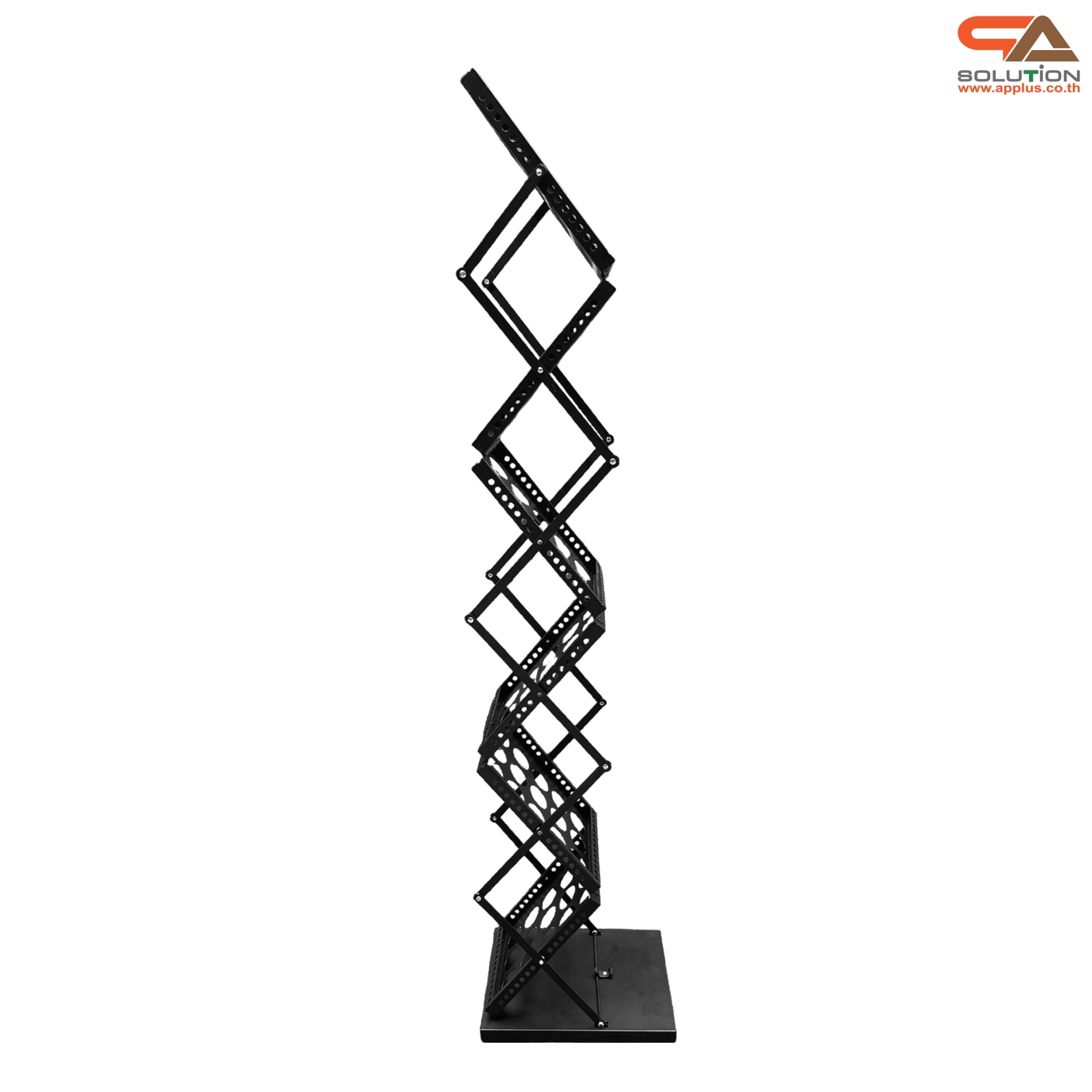 ชั้นวางโบรชัวร์เหล็ก สีดำ รุ่นพับได้ 2 ด้าน ขนาด A4 พับเก็บได้ เคลื่อนย้ายสะดวก พร้อมกระเป๋า 1 ใบ