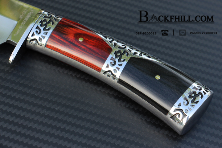 มีดใบตาย COLUMBIA รุ่น G53 มีดทรงโรมัน ด้ามจับแกะลายคลาสสิค ไม้สองสีอย่างดี พร้อมซองไนลอน