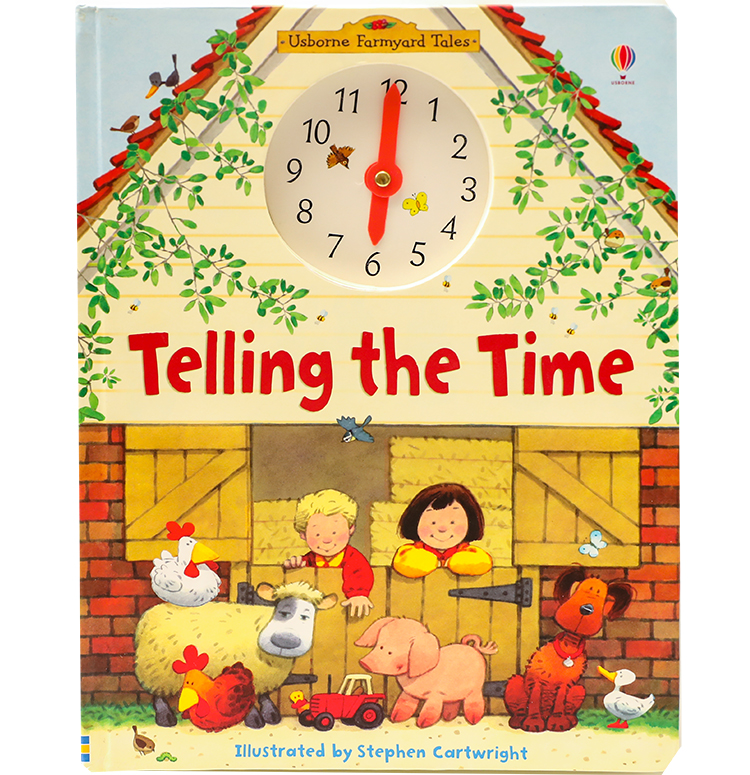 (Out of Stock) สินค้าหมดชั่วคราว บอร์ดบุ๊คเรียนรู้เรื่องเวลา Usborne Farmyard Tales Telling The Time เล่มใหญ่ ขนาด 22*28.5cm. .
