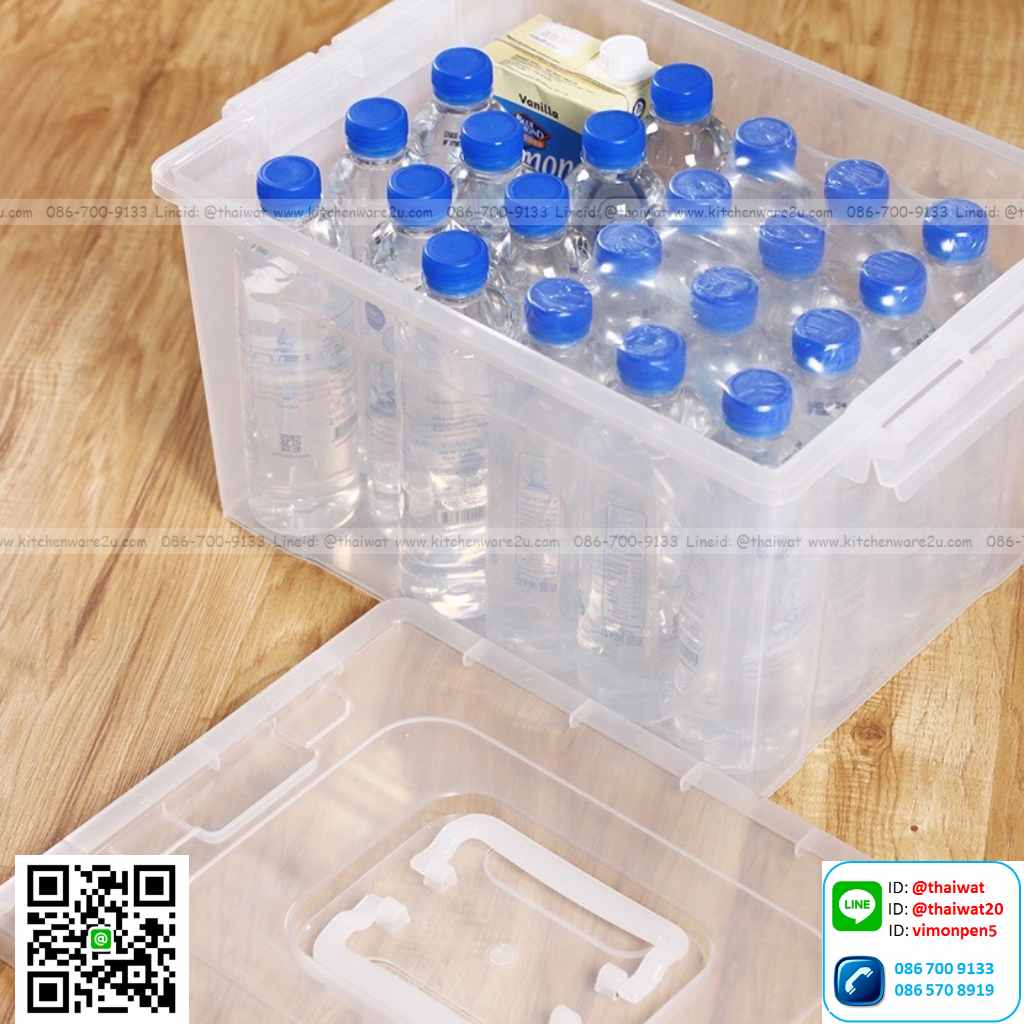 P11619 กล่องเอนกประสงค์ 22 ลิตร มีหูหิ้ว (30*43*24 cm) เกรดเอ สีใส No.298 (ราคาส่งต่อ 12 ใบ: เฉลี่ย 130 บต่อใบ)