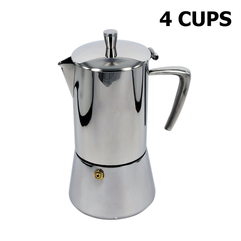 กาต้มกาแฟ Moka pot 4 ถ้วย สแตนเลส 1614-073