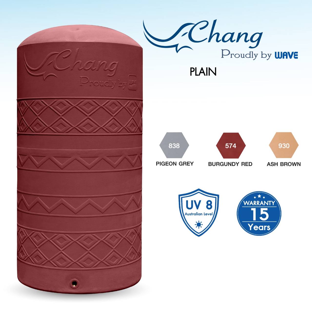 ถังเก็บน้ำบนดิน WAVE CHANG-P (ช้างเรียบ) รุ่น CHP