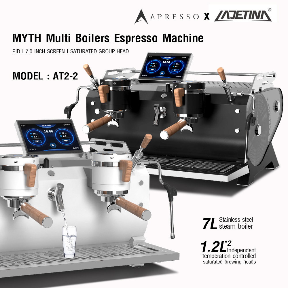LADETINA MYTH AT2-2 | Dual Group Espresso Machine with Pre-Infusion | Dual Boiler | Touchscreen Control