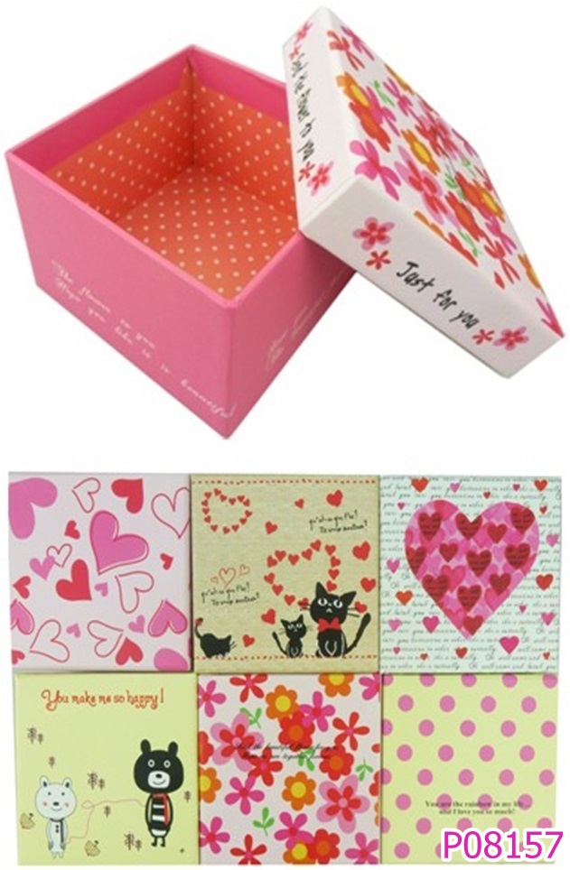 P08157 กล่องของขวัญเหลี่ยม 10x10x6 cm. HY076-8 (ราคาขายส่ง 1 โหล/ 12 ชุด) 180 บ/โหล ส่ง 15 บาท ขายส่งทุกอย่าง 20 บาท