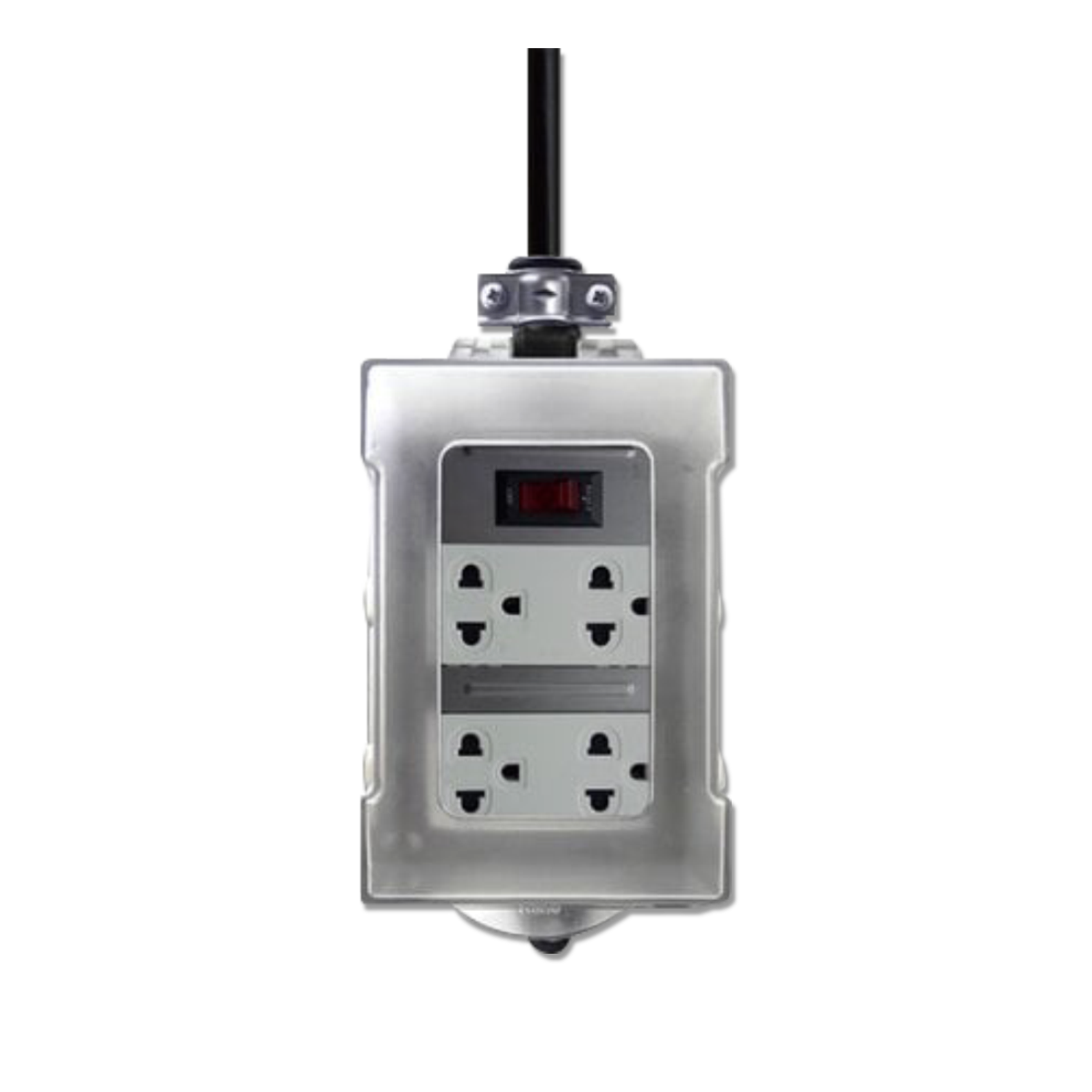 NANO บล็อคยาง + เต้ารับ 4 ช่อง + เมนสวิทซ์ 16A + ฝา PC กันน้ำ (สายยาว 3M) รุ่น RB16HS4-3M-CC (1 ชิ้น/กล่อง)