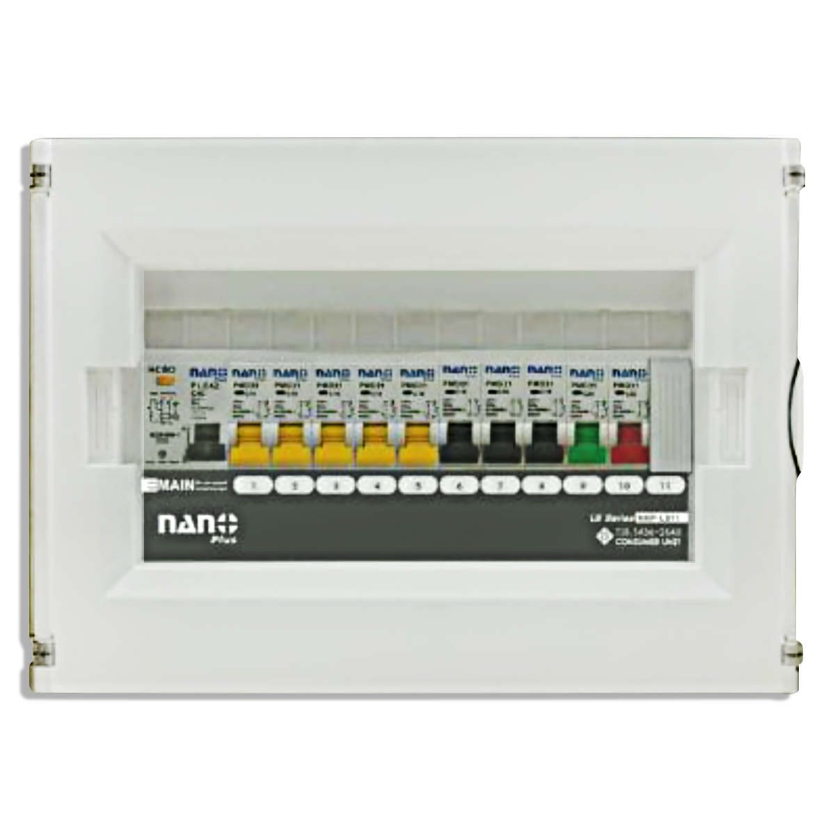 NANO ตู้คอนซูมเมอร์ยูนิต NANO PLUS (LS-Series) 11 ช่อง (RCBO + ลูกย่อย) ฝาดำใส