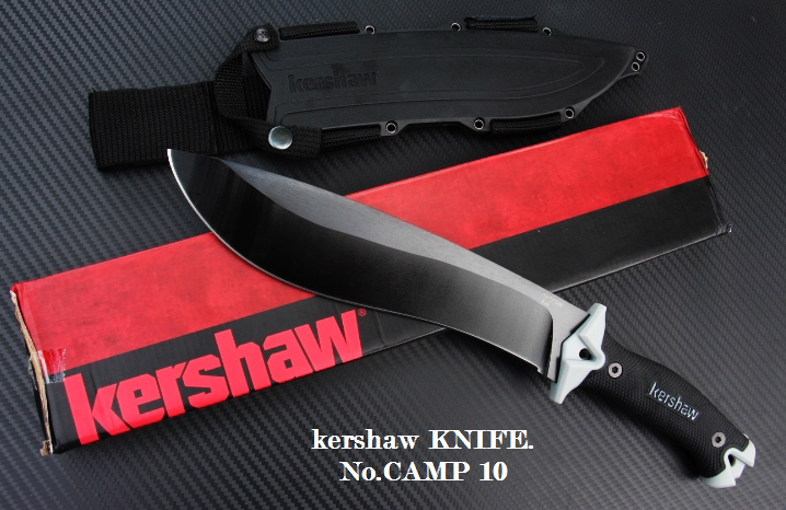 มีดเดินป่าkershaw รุ่น CAMP 10 รหัส 1077 ใบยาว 10 " FULL TANK ใบมีดเหล็ก 65Mn , powdercoat พร้อมซอง Kydex