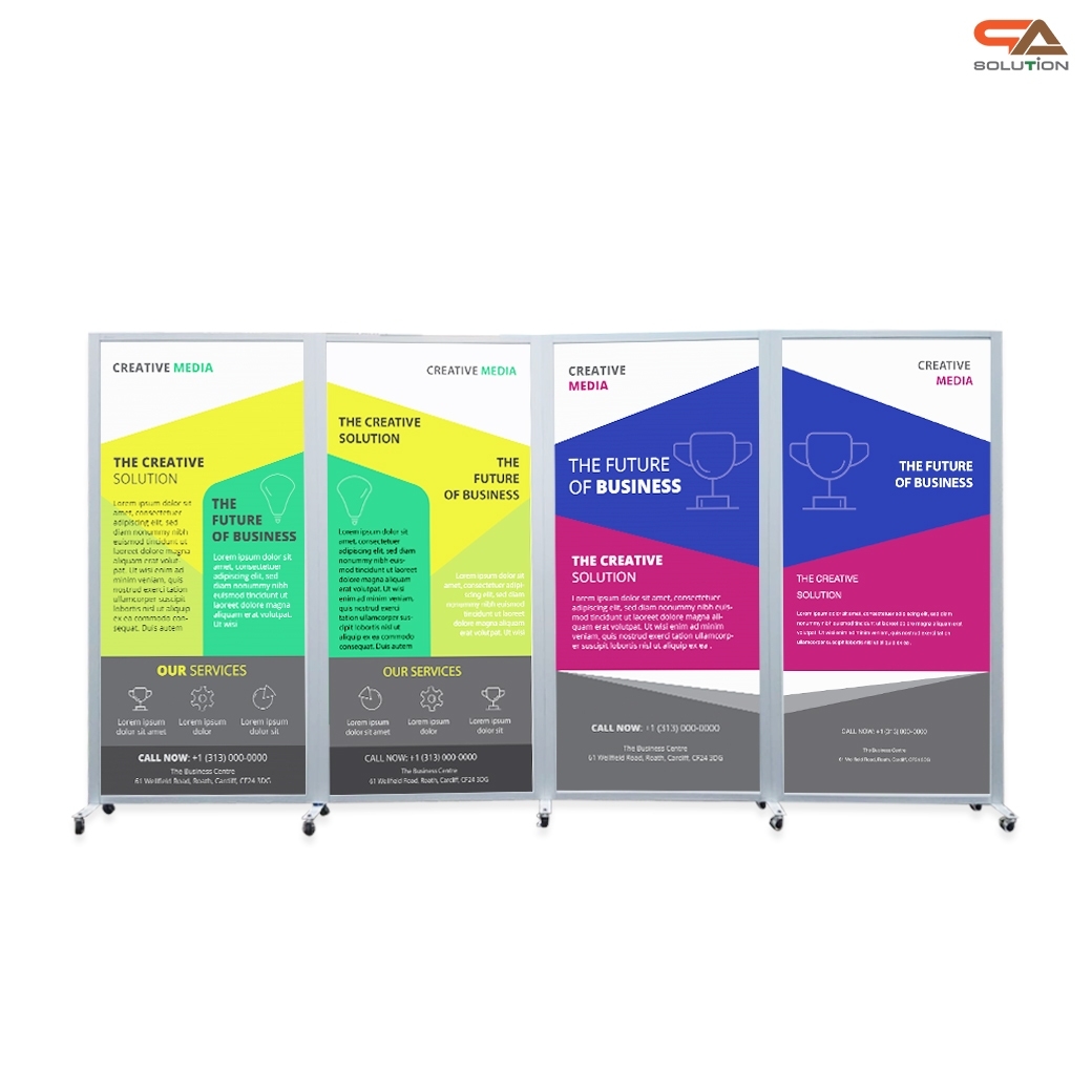 บอร์ดนิทรรศการ ตั้งต่อเนื่อง พร้อมข้อต่อ และล้อ พับเก็บได้ สามารถสั่งผลิตตามขนาดและจำนวนที่ต้องการ