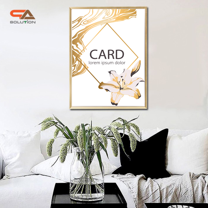 กรอบอะลูมิเนียม กรอบโปสเตอร์ กรอบรูป SNAP FRAME รุ่น B สีทอง สอดงานพิมพ์ด้านบน น้ำหนักเบา ติดตั้งง่าย ไม่ต้องเจาะผนัง